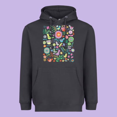 Cute Birds T  Shirt Birds And Blooms   Cute Floral Pattern By Cecca De Heavyweight Hoodie Designed By Designpulse