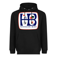 Black Coat of arms of Huntington Beach Heavyweight Hoodie - PixelWave