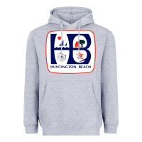 Heather Grey Coat of arms of Huntington Beach Heavyweight Hoodie - PixelWave
