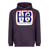 Plum Coat of arms of Huntington Beach Heavyweight Hoodie - PixelWave