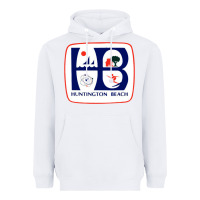 White Coat of arms of Huntington Beach Heavyweight Hoodie - PixelWave