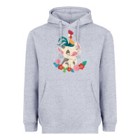 Heather Grey Moana HeiHei Rooster Pua Flowers Graphic Heavyweight Hoodie - PixelWave