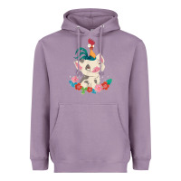 Lavender Moana HeiHei Rooster Pua Flowers Graphic Heavyweight Hoodie - PixelWave