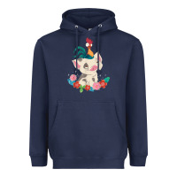 Navy Moana HeiHei Rooster Pua Flowers Graphic Heavyweight Hoodie - PixelWave