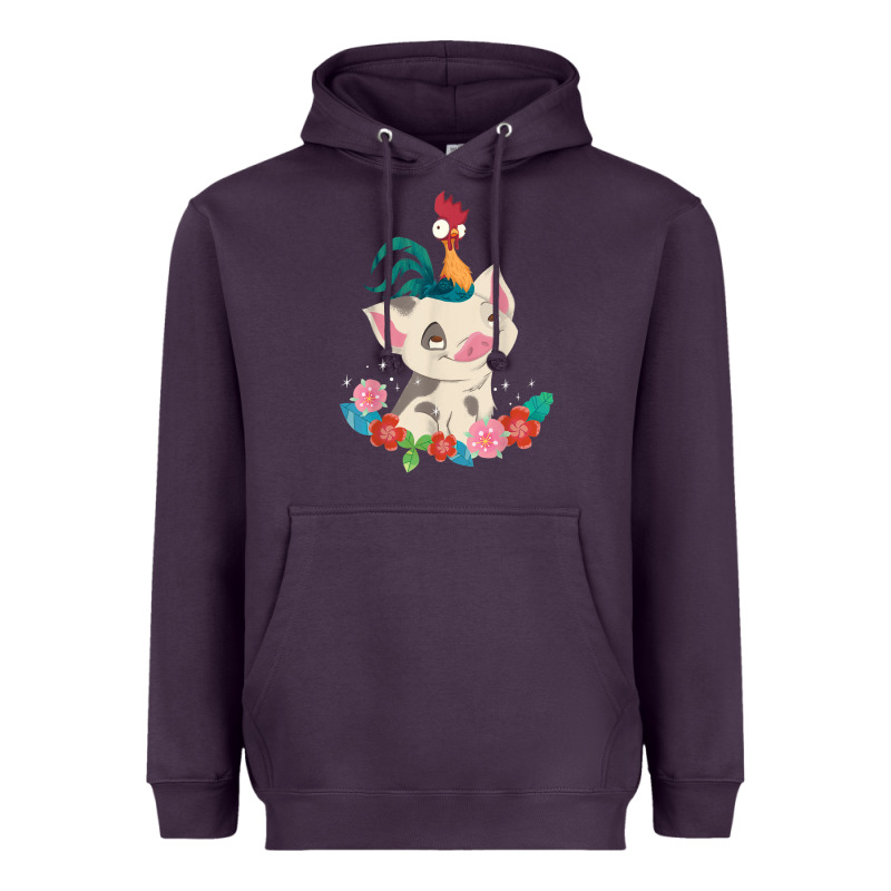 Moana Heihei Rooster Pua Flowers Graphic Heavyweight Hoodie by PixelWave | Teevron