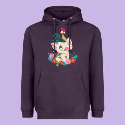 Moana Heihei Rooster Pua Flowers Graphic Heavyweight Hoodie Designed By Pixelwave