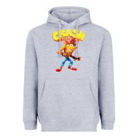 Heather Grey crash bandicoot Heavyweight Hoodie - PixelWave