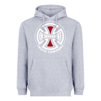 Heather Grey independent company cross skateboard Heavyweight Hoodie - PixelWave