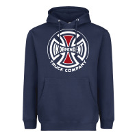 Navy independent company cross skateboard Heavyweight Hoodie - PixelWave