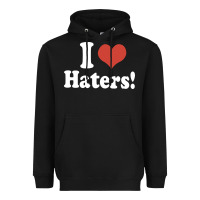 Black i love haters Heavyweight Hoodie - PixelWave