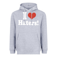 Heather Grey i love haters Heavyweight Hoodie - PixelWave