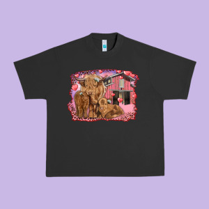 Valentine's Day Mama Cow And Baby Cows Urban Heavy Tee Designed By Ranaportraitstore