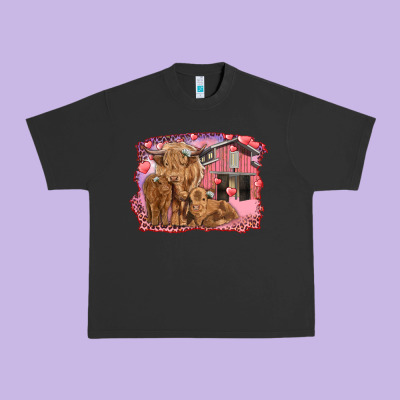 Valentine's Day Mama Cow And Baby Cows Urban Heavy Tee Designed By Ranaportraitstore