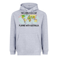 Heather Grey the world is a cat playing with australia 2020 shirt Heavyweight Hoodie - PixelWave