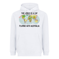 White the world is a cat playing with australia 2020 shirt Heavyweight Hoodie - PixelWave