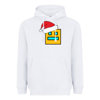 White Geometry Dash Heavyweight Hoodie - PixelWave