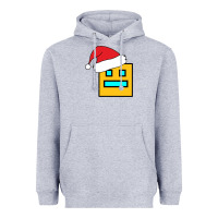 Heather Grey Geometry Dash Heavyweight Hoodie - PixelWave