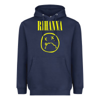 Navy Grunge Rihanna Heavyweight Hoodie - PixelWave