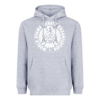 Heather Grey World Oyama Karate Organization ( white ) Heavyweight Hoodie - PixelWave