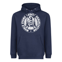 Navy World Oyama Karate Organization ( white ) Heavyweight Hoodie - PixelWave