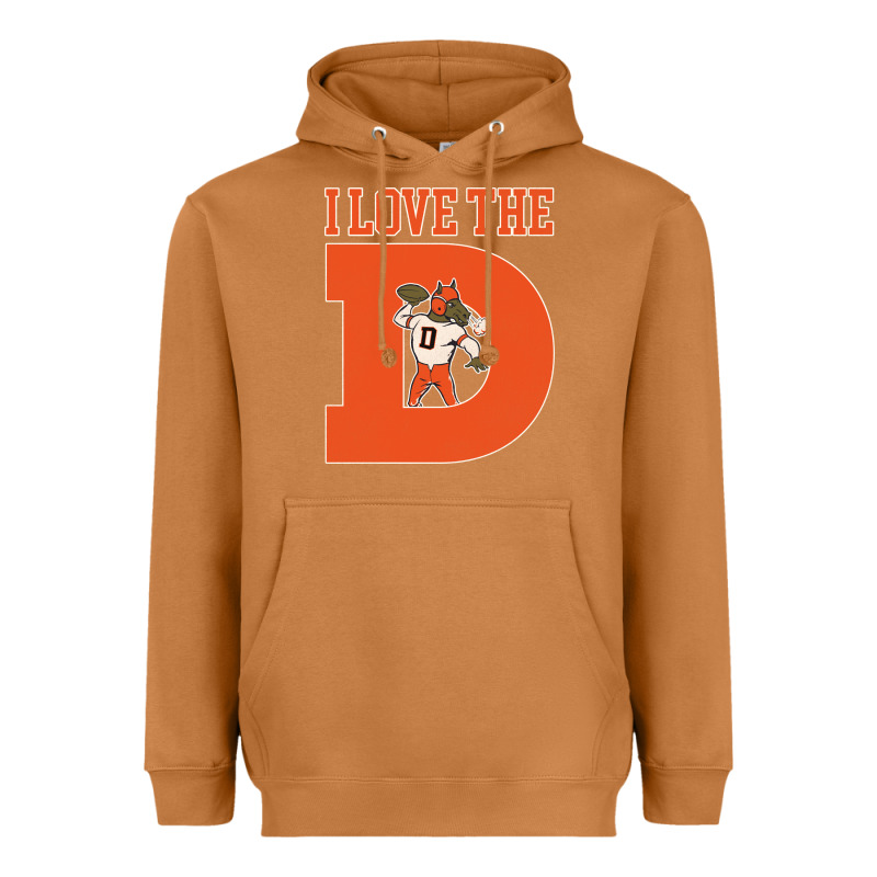 I Love The D Broncos Football Quote Heavyweight Hoodie by PixelWave | Teevron