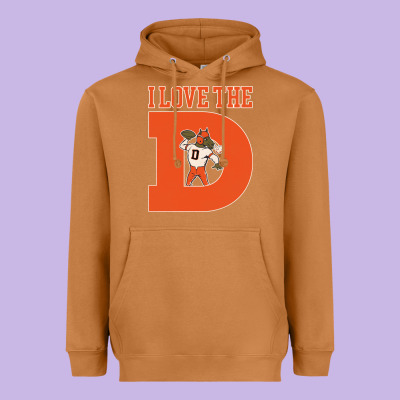 I Love The D Broncos Football Quote Heavyweight Hoodie Designed By Pixelwave