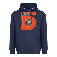 Navy i love the d broncos football quote Heavyweight Hoodie - PixelWave