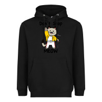 Black Don´t Stop Meow Heavyweight Hoodie - PixelWave