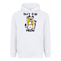 White Don´t Stop Meow Heavyweight Hoodie - PixelWave