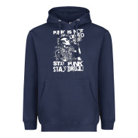 Navy Stay Punk Stay Drunk Heavyweight Hoodie - PixelWave