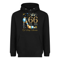 Black 66th birthday 66 years of being awesome 66 years old woman Heavyweight Hoodie - PixelWave
