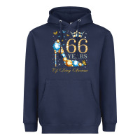 Navy 66th birthday 66 years of being awesome 66 years old woman Heavyweight Hoodie - PixelWave