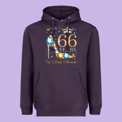 66th Birthday 66 Years Of Being Awesome 66 Years Old Woman Heavyweight Hoodie Designed By Pixelwave