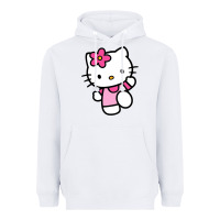 White kitty Heavyweight Hoodie - PixelWave