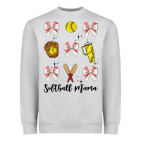 Heather Grey softball coquette bow Heavyweight Sweatshirt - JahusDesignShop