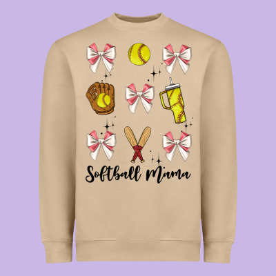 Softball Coquette Bow Heavyweight Sweatshirt Designed By Jahusdesignshop