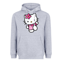 Heather Grey kitty Heavyweight Hoodie - PixelWave