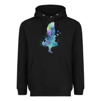 Black watercolor splatter alice in wonderland t shirt design Heavyweight Hoodie - PixelWave