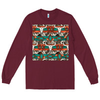 Burgundy native american aztec seamless pattern 3 Long Sleeve Tee - BundleAndBundleShop