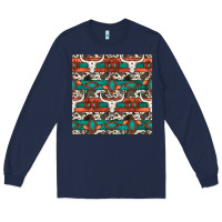 Navy native american aztec seamless pattern 3 Long Sleeve Tee - BundleAndBundleShop