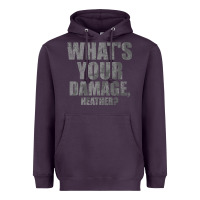 Plum what's your damage, heather   heathers Heavyweight Hoodie - PixelWave
