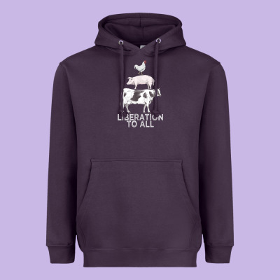 Liberation To All Vegan Vegetarian Food Animal Love Heavyweight Hoodie Designed By Pixelwave