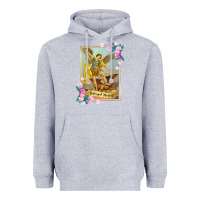 Heather Grey St Michael the Archangel - Protector Catholic Church Angel Heavyweight Hoodie - PixelWave