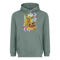 Sage St Michael the Archangel - Protector Catholic Church Angel Heavyweight Hoodie - PixelWave