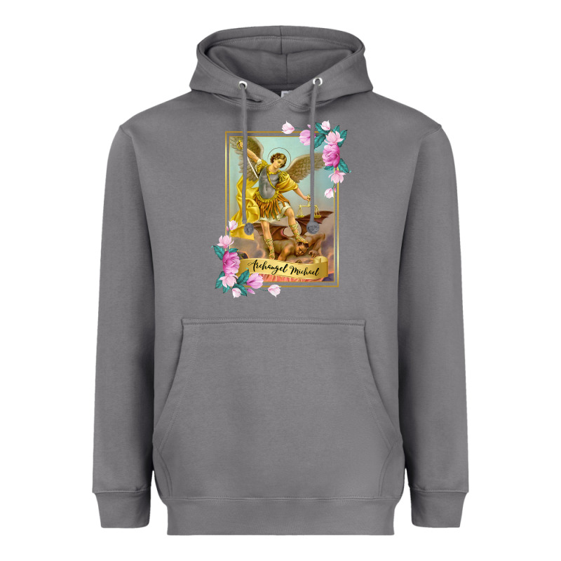 St Michael The Archangel - Protector Catholic Church Angel Heavyweight Hoodie by PixelWave | Teevron