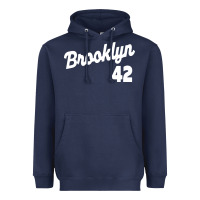 Navy brooklyn 42 Heavyweight Hoodie - PixelWave