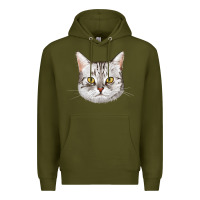 Army Green American Shorthair Cat Face Premium Hoodie - LillyAllenDesigns