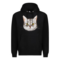 Black American Shorthair Cat Face Premium Hoodie - LillyAllenDesigns