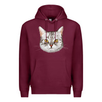 Burgundy American Shorthair Cat Face Premium Hoodie - LillyAllenDesigns