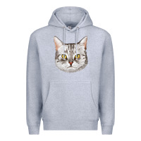 Heather Grey American Shorthair Cat Face Premium Hoodie - LillyAllenDesigns